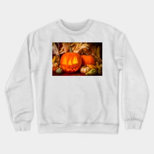 Smiling Pumpkin Autumn Still Life Crewneck Sweatshirt